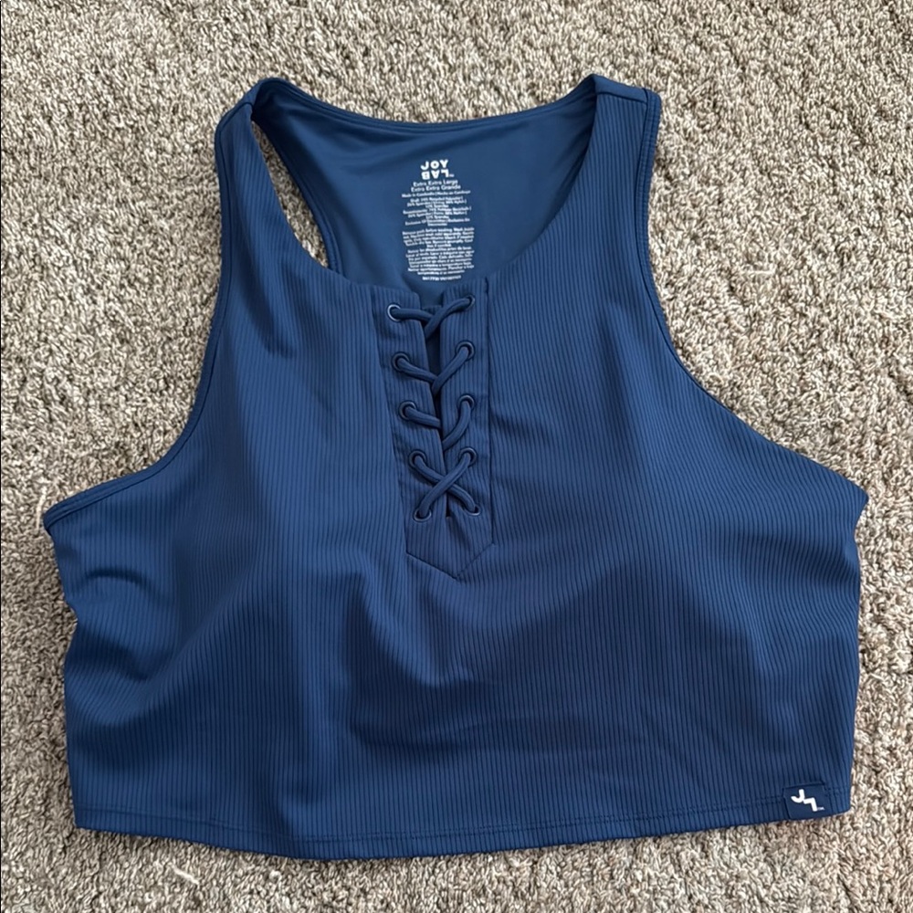 JoyLab Navy Lace-Up Sports Bra